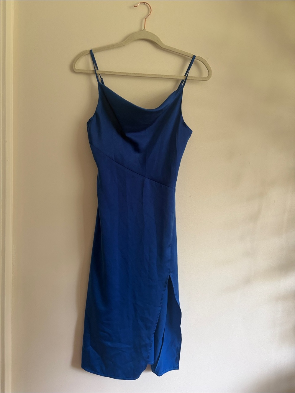 Blue Slip Dress with Side Slit
